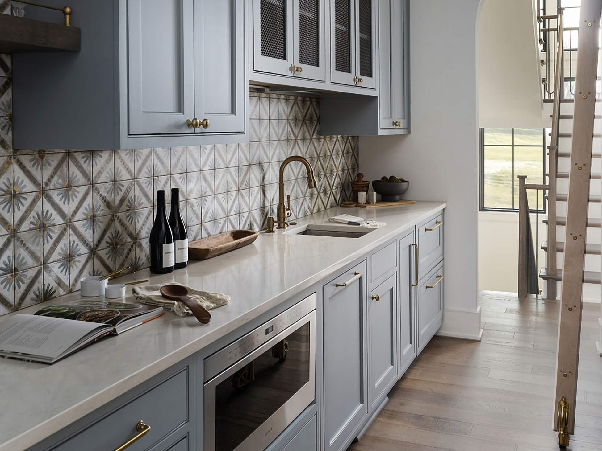 Beautiful painted pantry cabinets.