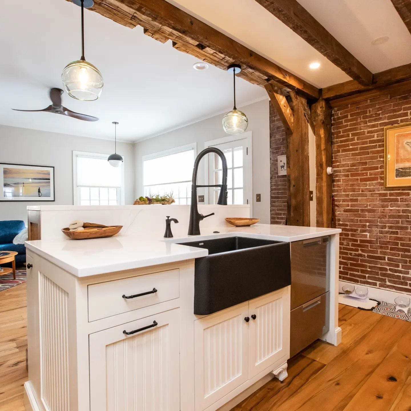 A remodeled kitchen with a new rustic style.