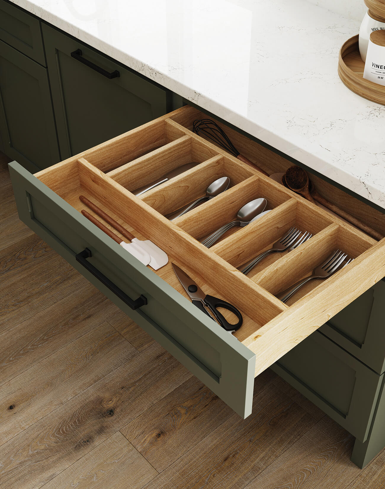 Utensil tray for kitchen drawer.