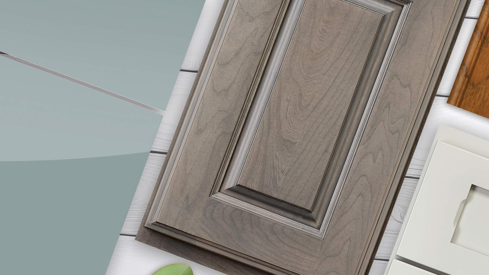 Cabinet door styles with different sheen options from glossy to low sheen.