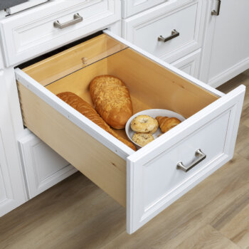 Add a sliding top to any kitchen drawer to create a dedicated storage space designed to keep bread and baked goods fresh.