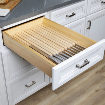 A slotted Knife Block is designed to keep blades sharp and easy to access with in a drawer. Learn more about this handy drawer accessory.