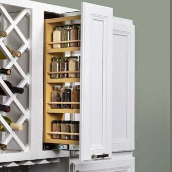 Small spaces offer a surprising amount of spice storage with one of our Wall Pull-Out Spice Racks.