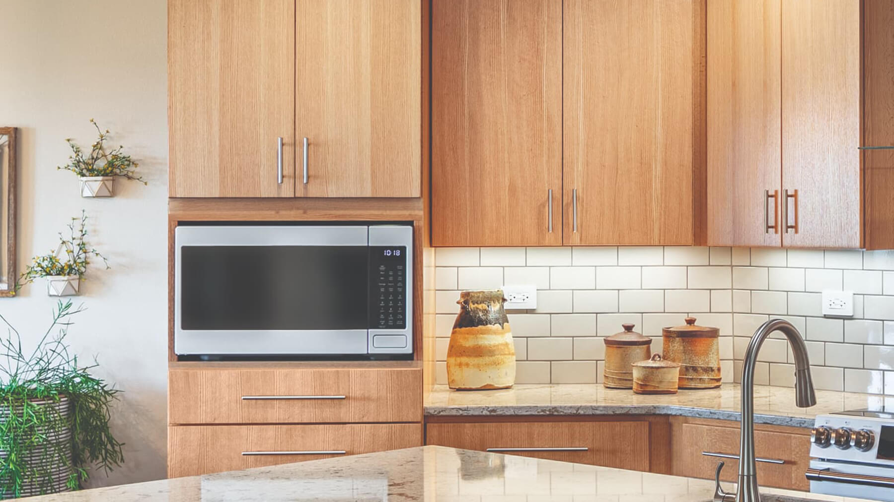 Built-in microwave cabinet.