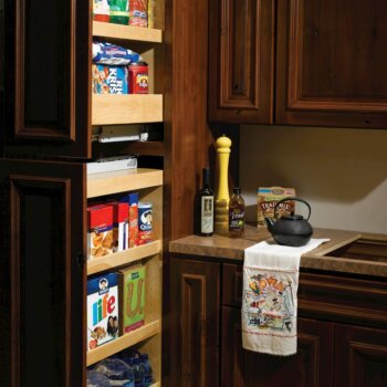 Bertch's Tall Pull-Out Storage cabinet provides an amazing amount of storage on full extension glides within a tall cabinet.