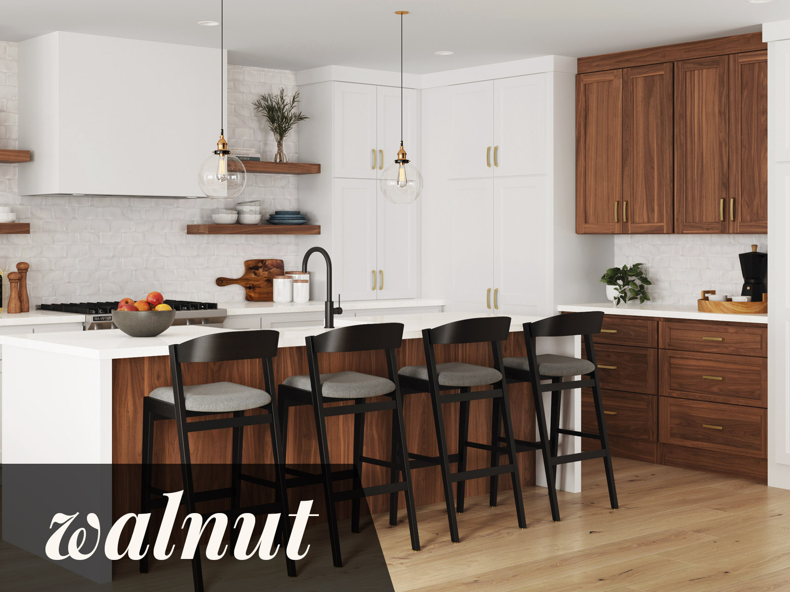 Modern Walnut Kitchen Cabinets from Bertch.