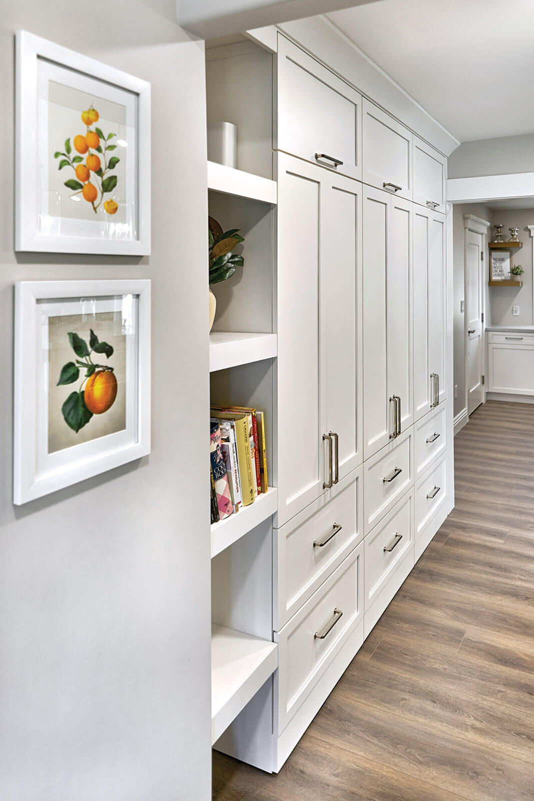 Bertch wall closet solution shown in Lexington shaker style, White on Paintable